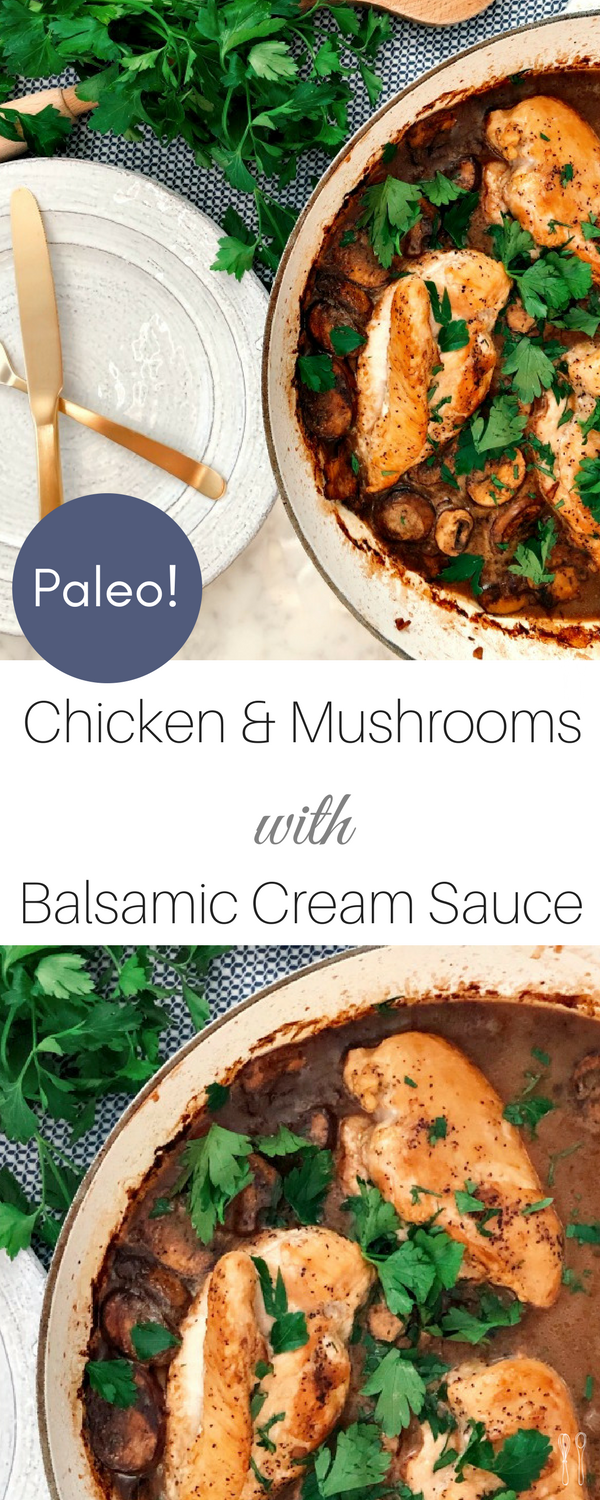 A mouthwatering, crowd pleasing paleo chicken weeknight meal with an irresistible balsamic cream sauce!