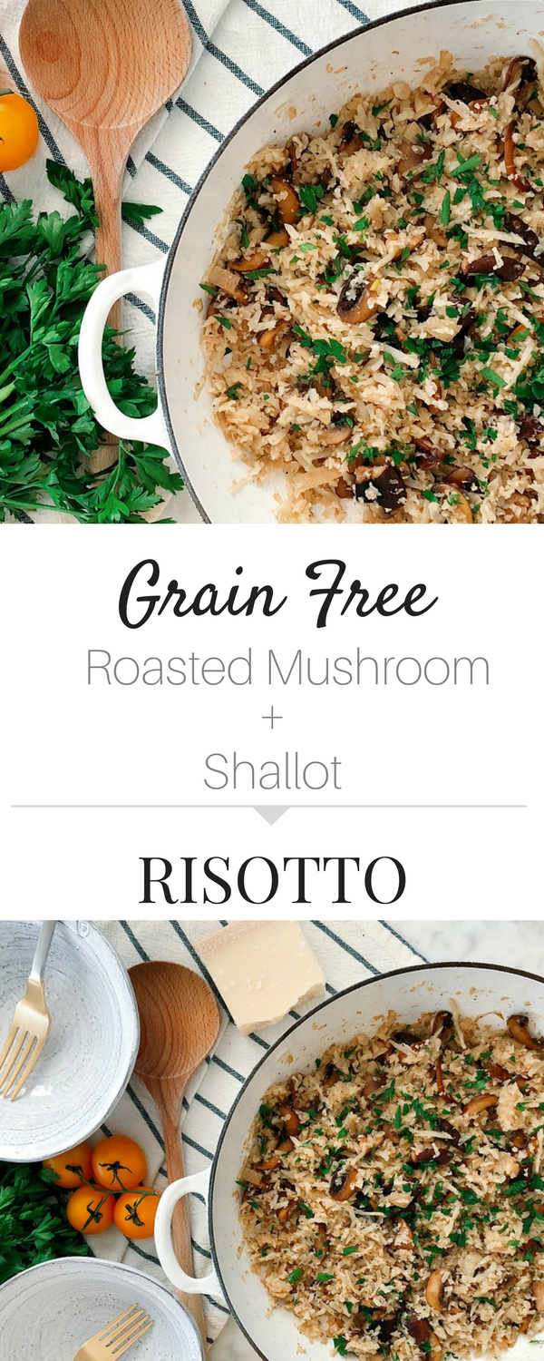 Packed with flavor plus quick and easy! Grain-Free Mushroom Risotto is the perfect side dish or weeknight meal for your whole family! 