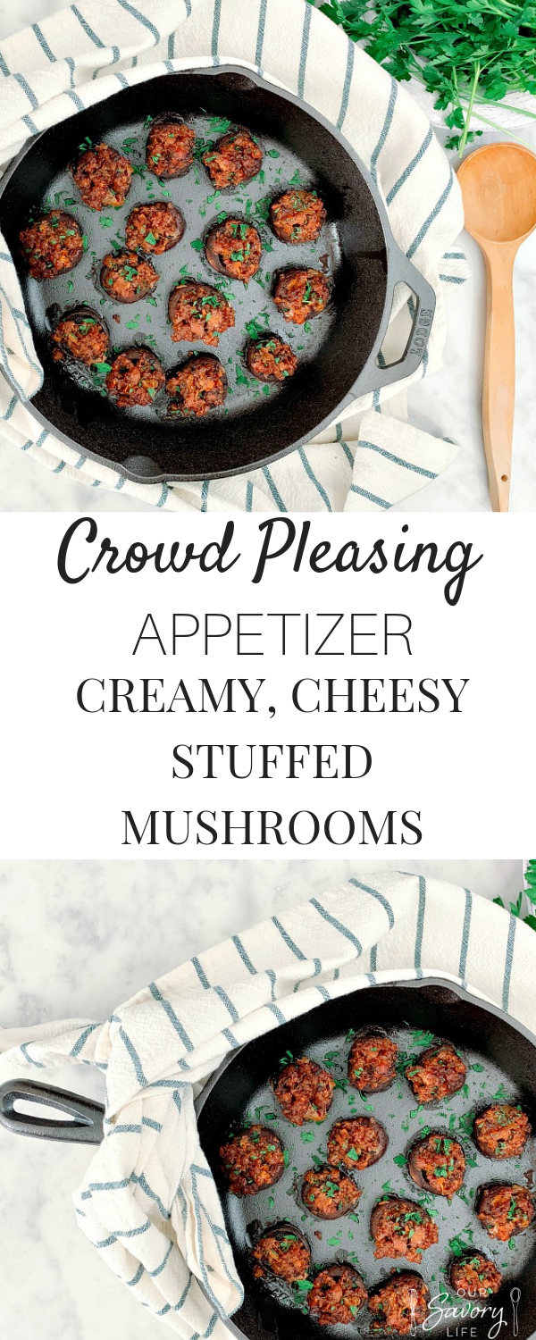 This is the ultimate crowd pleasing, holiday appetizer! Creamy, cheesy stuffed mushrooms. You can prepare these a day ahead for stressless entertaining!