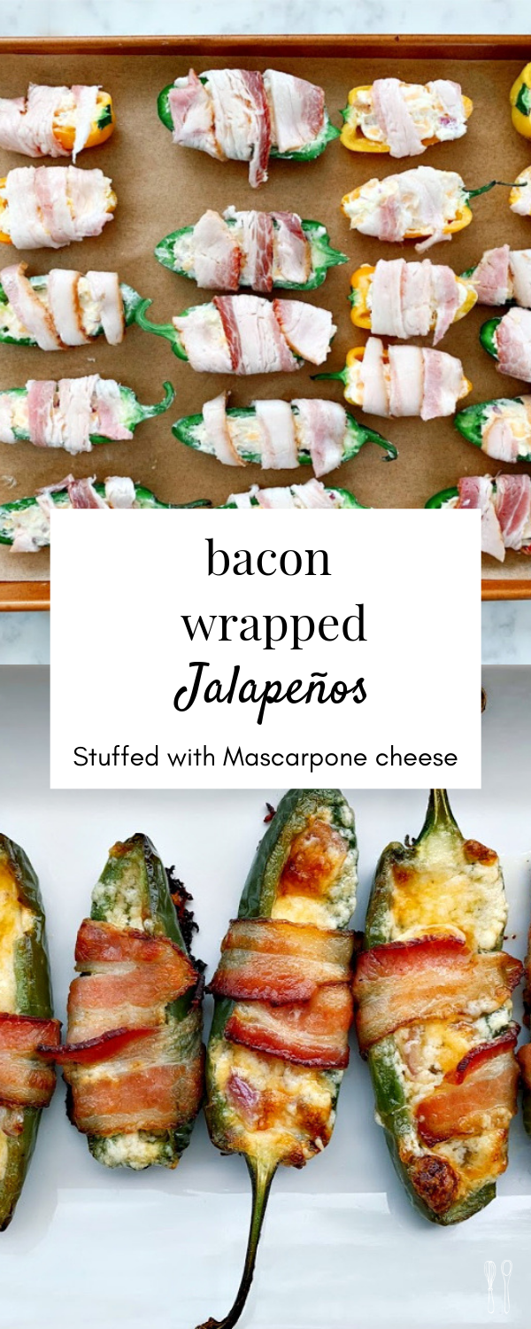 These mouthwatering bacon wrapped jalapeños are cheesy, gooey, crispy and unforgettable. Stuffed with creamy mascarpone cheese, sharp cheddar cheese and garlic! Perfect for any gathering!