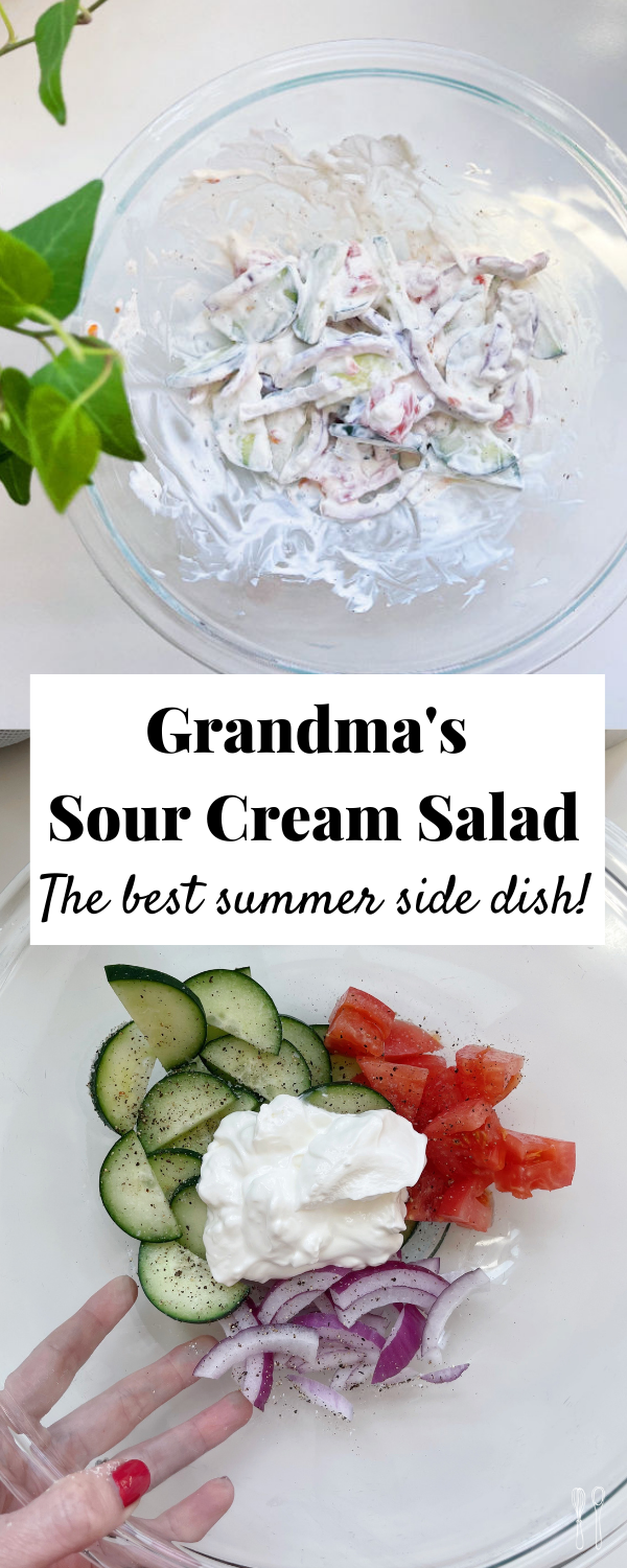 The Best Summer Side Dish! This sour cream salad is simple, fresh, bright, and a crowd pleaser!
