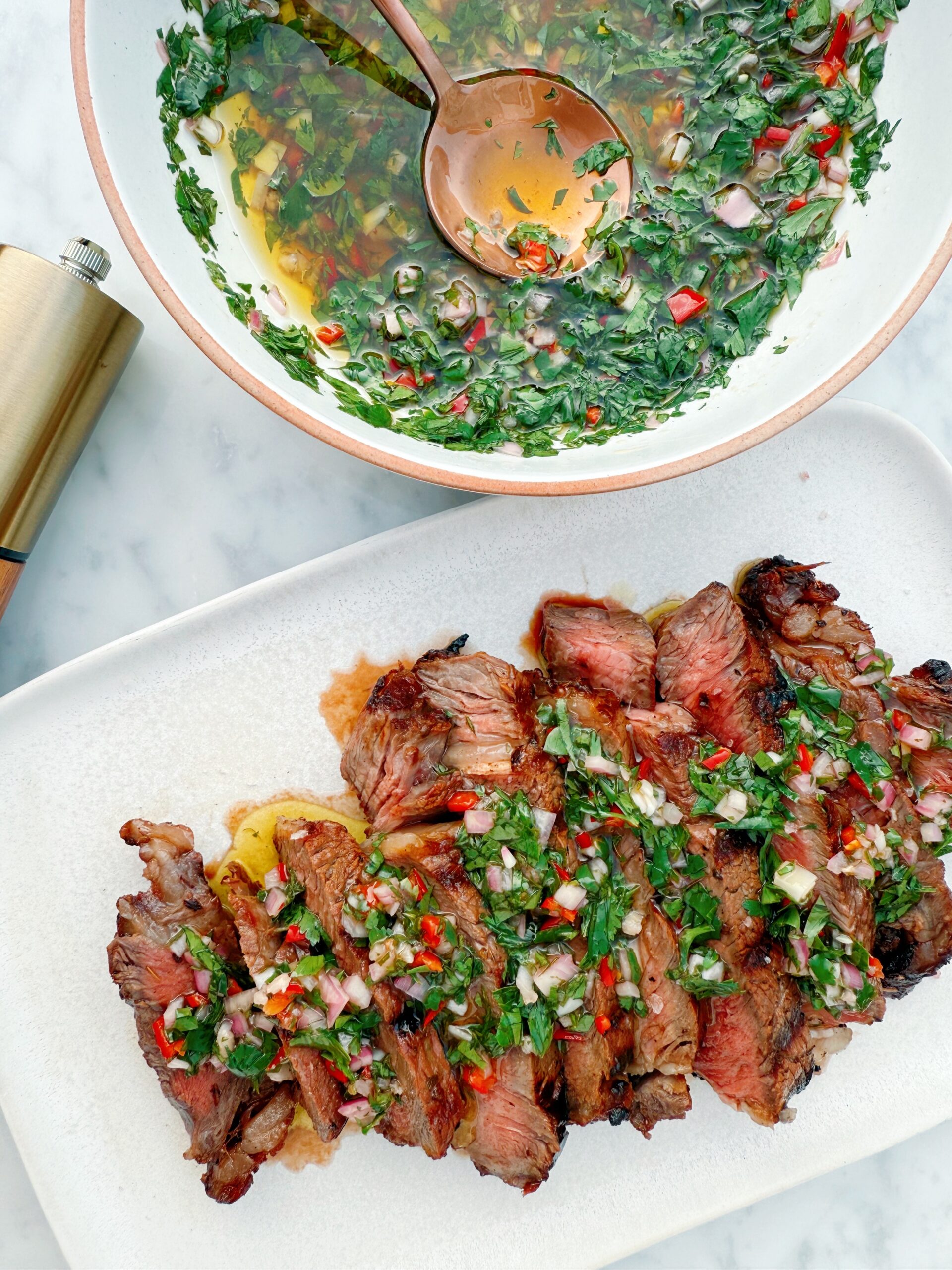 Perfectly Grilled, Juicy Steak with Chimichurri Sauce!